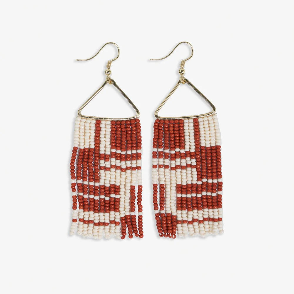 Whitney Shifting Blocks Beaded Fringe Earrings Burnt Orange