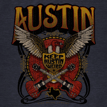 Load image into Gallery viewer, Outhouse Austin Guitar Buzzard - Vintage Navy Tee