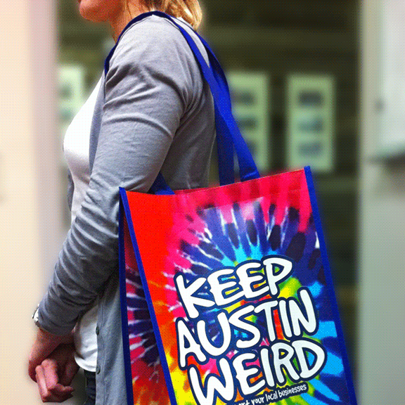 Outhouse Keep Austin Weird Tie-Dye Reusable Bag
